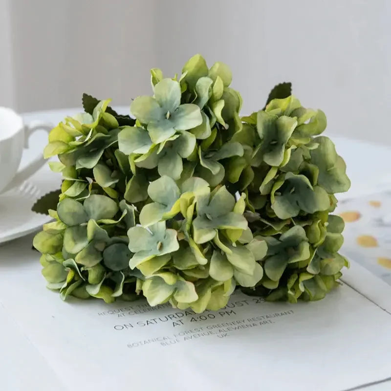 Artificial Flowers Silk Hydrangea Vase for Home Decoration Accessories Wedding Decorative Fake Plants Christmas Garland Material - Confia