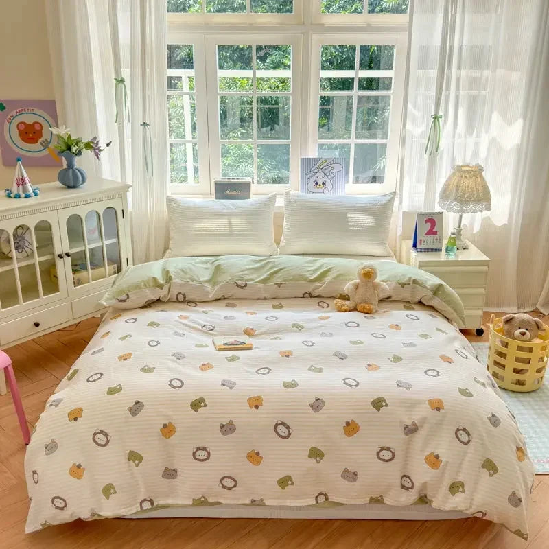 Floral Printed Duvet Cover 1Piece - 100% Cotton Luxury Bedding - Confia - reusablefoodstoragebags confia