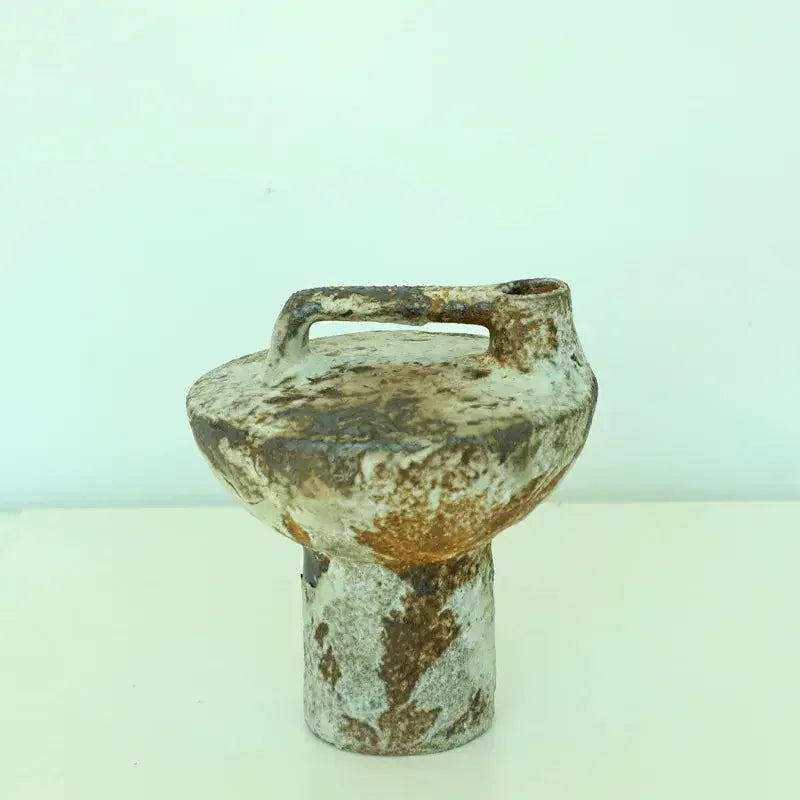Ceramic Vase Coarse Ceramic Vase Flower Arrangement Retro Handmade Wabi Sabi Style Dry Flowers Zen Flower Arrangement - Confia