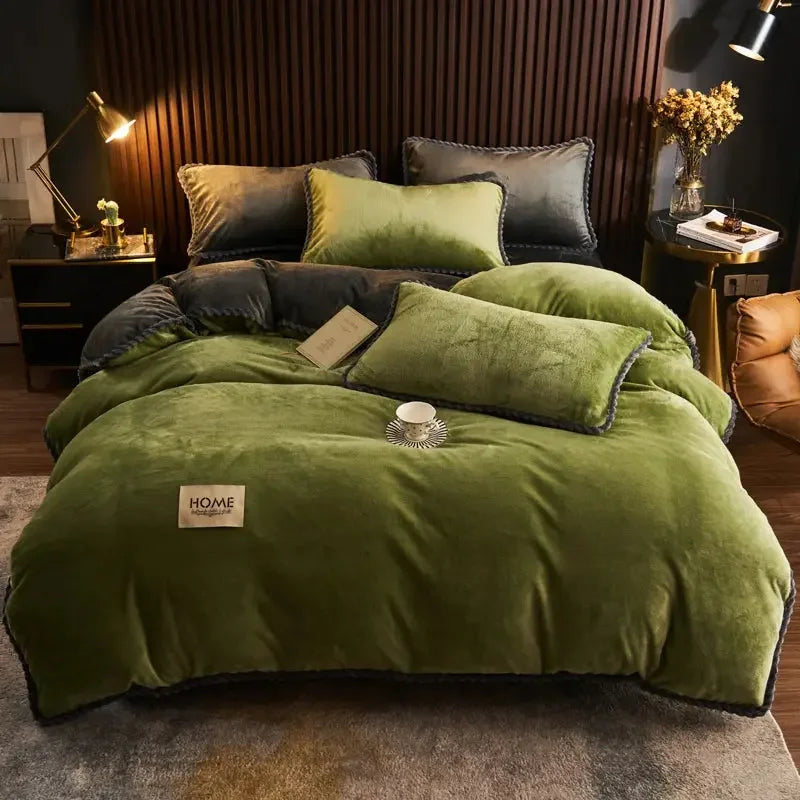 Winter Velvet Duvet Cover Without Pillowcases 1PC Thicken Warm Plush King Quilt Cover Suit Double Queen Bed Comforter Cover - Confia - reusablefoodstoragebags confia