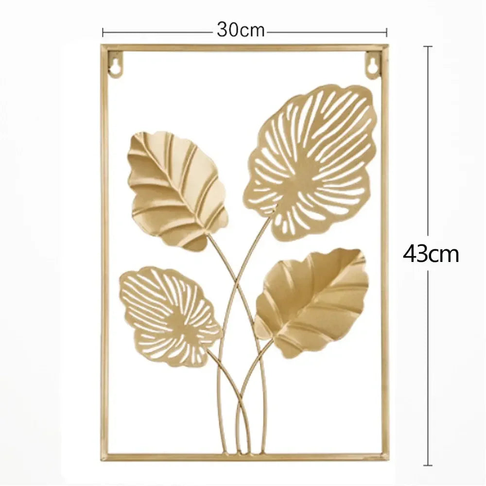 Metal Leaf Iron Wall Hanging Decor Palm Maple Leaves Plant Ginkgo Nordic Wall Pendant Mural Living Room Bedroom Home Decoration - Confia
