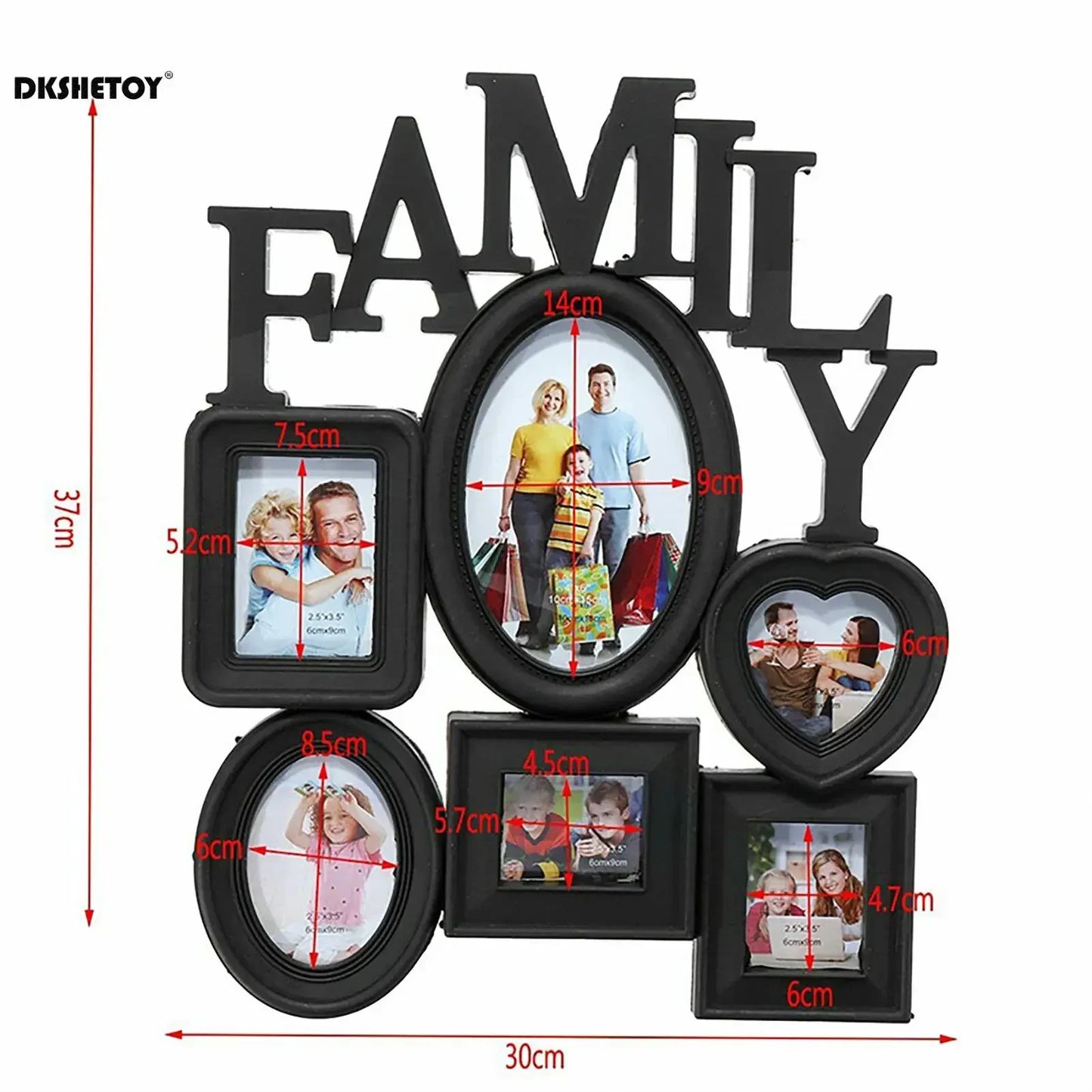 6 Pictures Family Photo Frames Wall Decor Wall Mount Photo Frame Home Room Ornament for Families and Friends Gifts 31X38cm - Confia