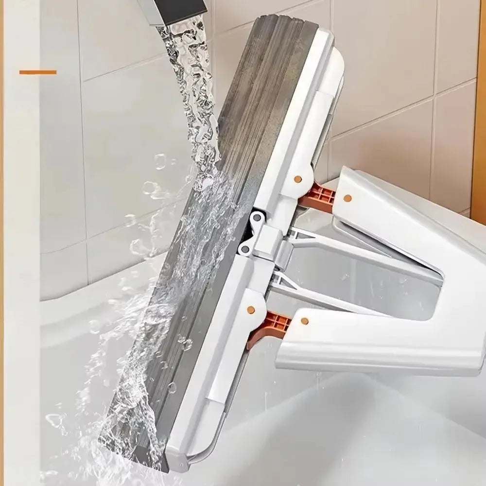 Collodion Mop Foldable Water Free Hand Washing Squeeze with Stainless Steel Handle, Foam Sponge Mop for Hardwood Laminate Tile - Confia - reusablefoodstoragebags confia