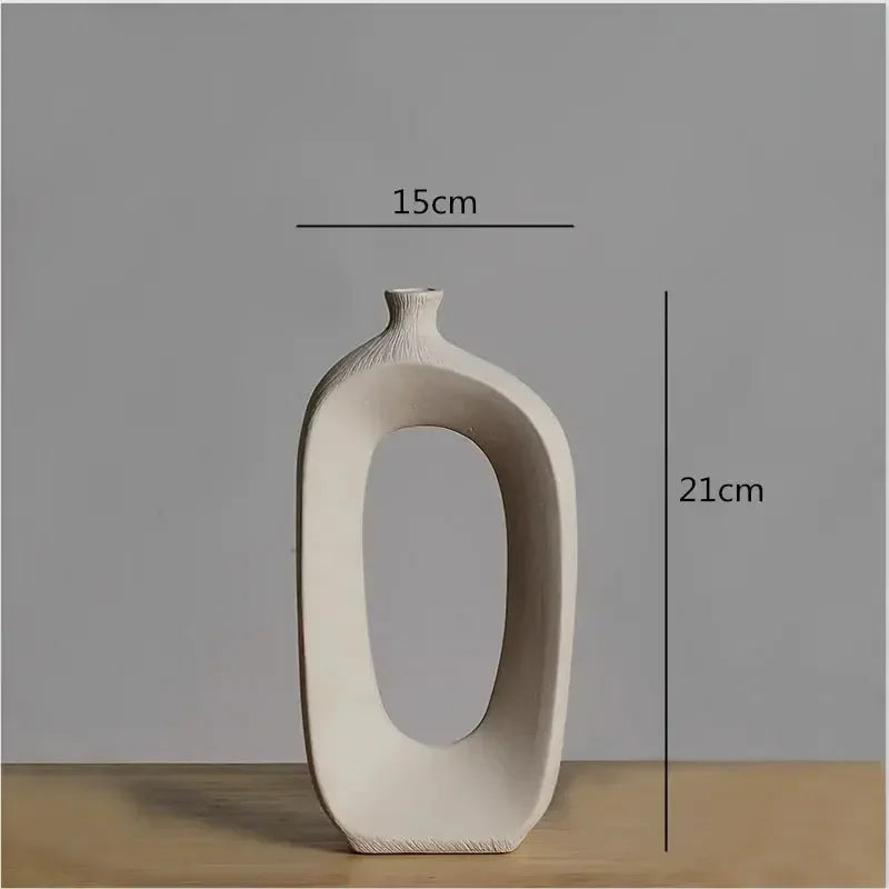 Ceramic Small Mouth Vase Flower Arrangement Dried Flower Vase Decorative Vases Ornament Decoration Crafts Home Accessories Vases - Confia