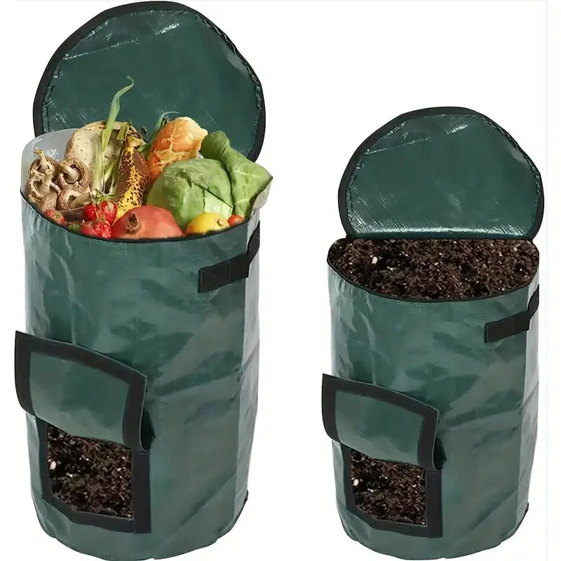1 Pack, 34 Gallons Reusable Yard Waste Bags with Lid Extra Large Lawn Leaf Bags Heavy Duty Garden Waste Bags Container for Clean Up Outdoor Debris Leaves Grass Clippings