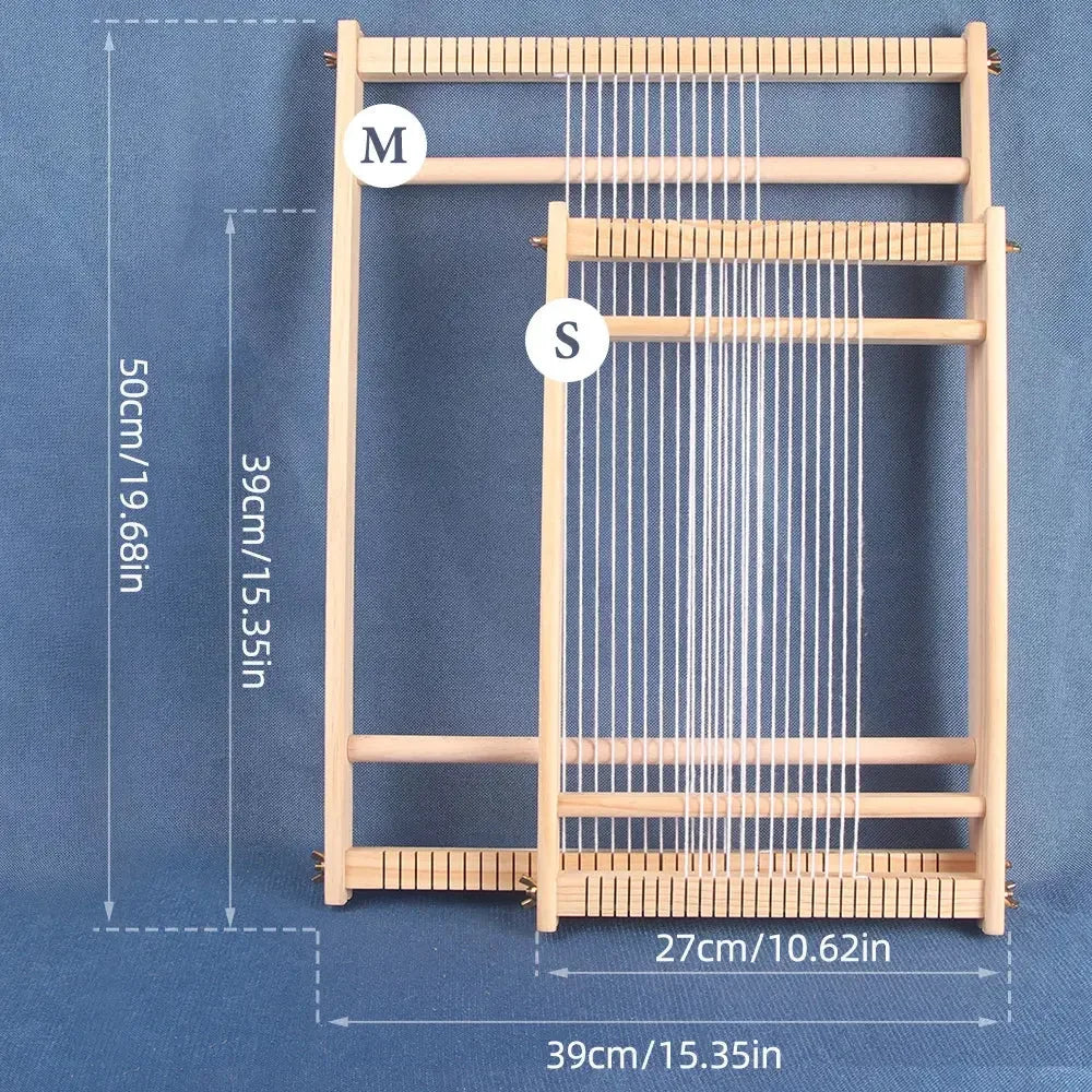 Large Wooden Weaving Loom Kit Frame Loom Learn To Weave Earthy Beginner Tapestry Kit Wall Decor With Loom and Tools - Confia