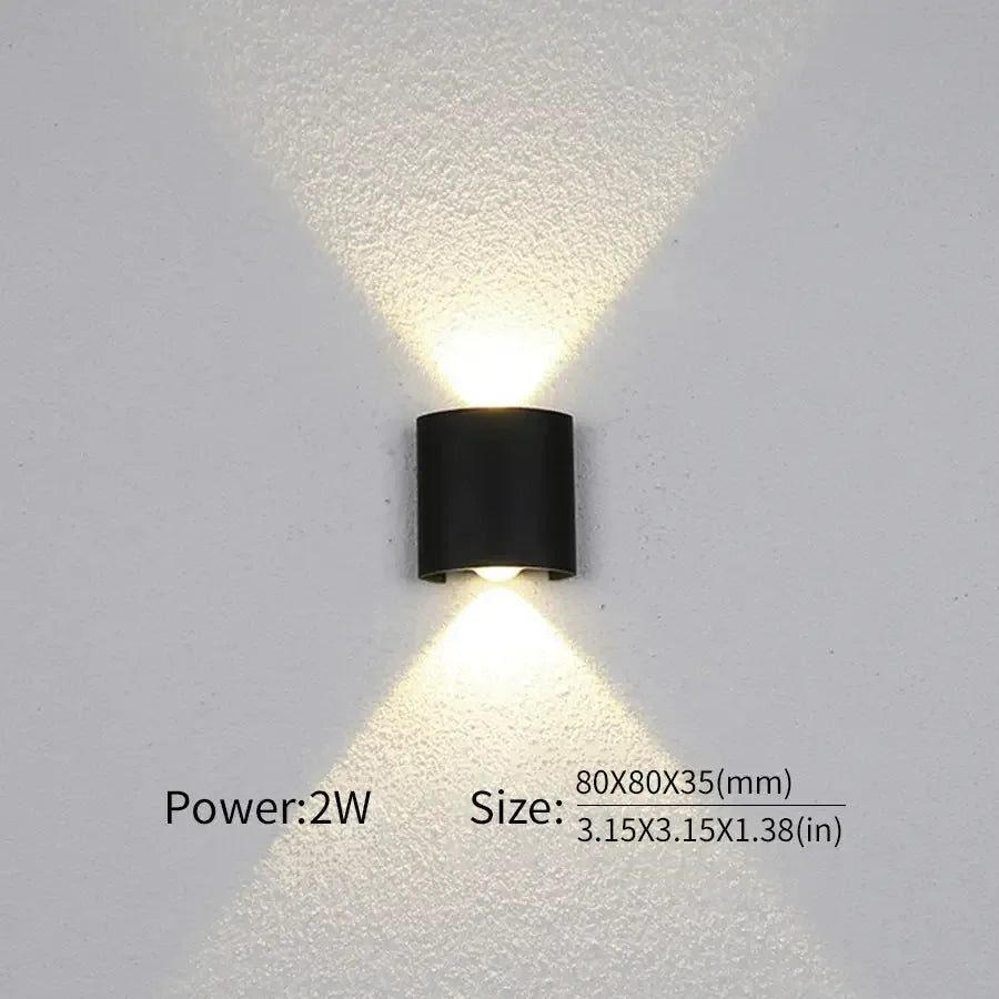 16 Watts Wall Lights 8 Ray Oval Up-Down LED Outdoor Waterproof IP65 Exterior Wall Step Light Fixture Waterproof Lamp (Warm White, Black Body) 16 Watts (8 Way) - Confia
