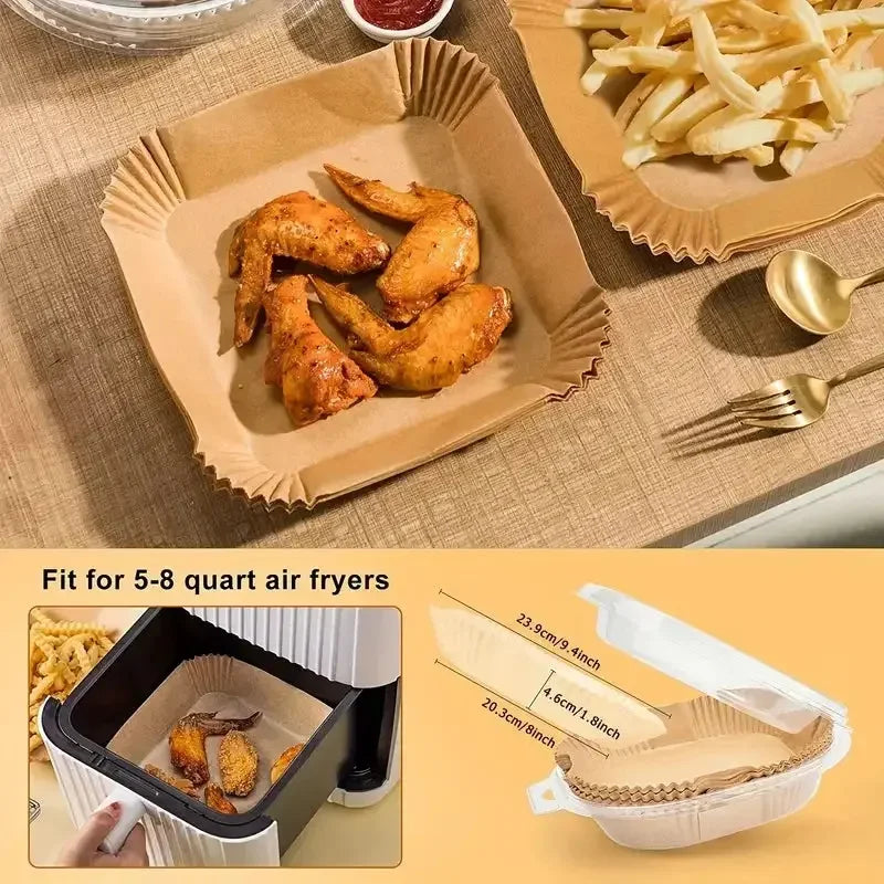 50pcs/125pcs Air Fryer Special Paper Food Silicon Oil Paper Round Bracket High Temperature Absorbent Paper Baking Accessories - Confia