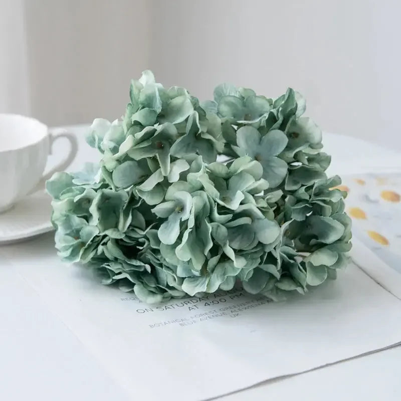 Artificial Flowers Silk Hydrangea Vase for Home Decoration Accessories Wedding Decorative Fake Plants Christmas Garland Material - Confia