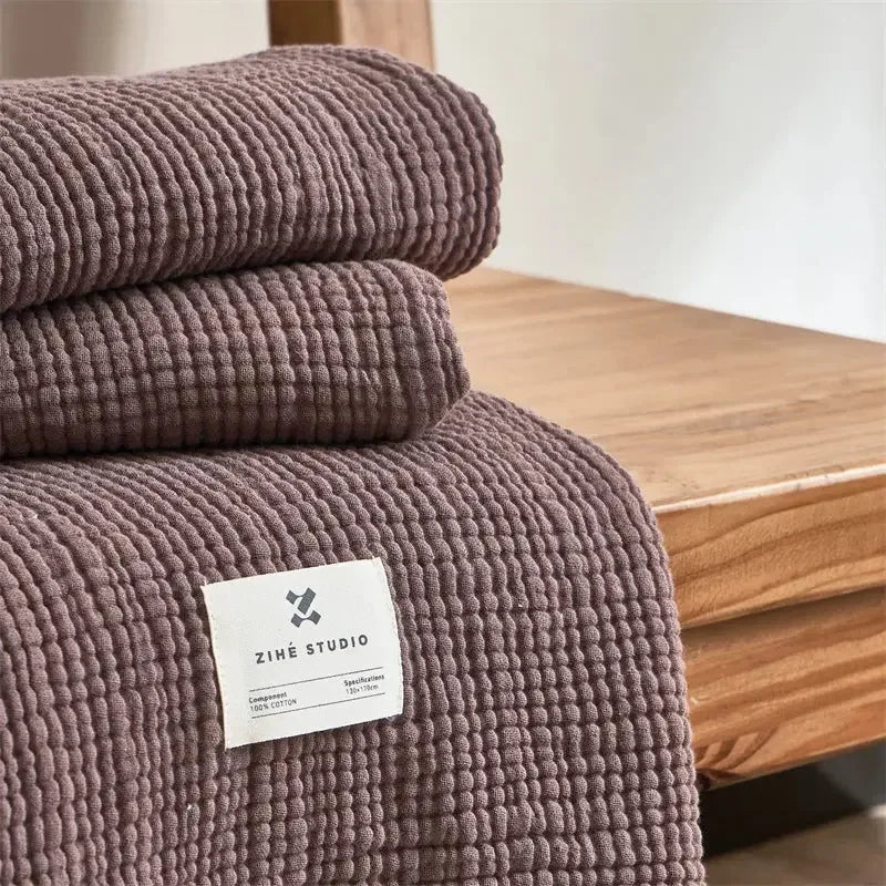 Maillard Cotton Blankets Four Layers Of Gauze Sofa Cover Blanket With Tassel AB Side - Confia - reusablefoodstoragebags confia