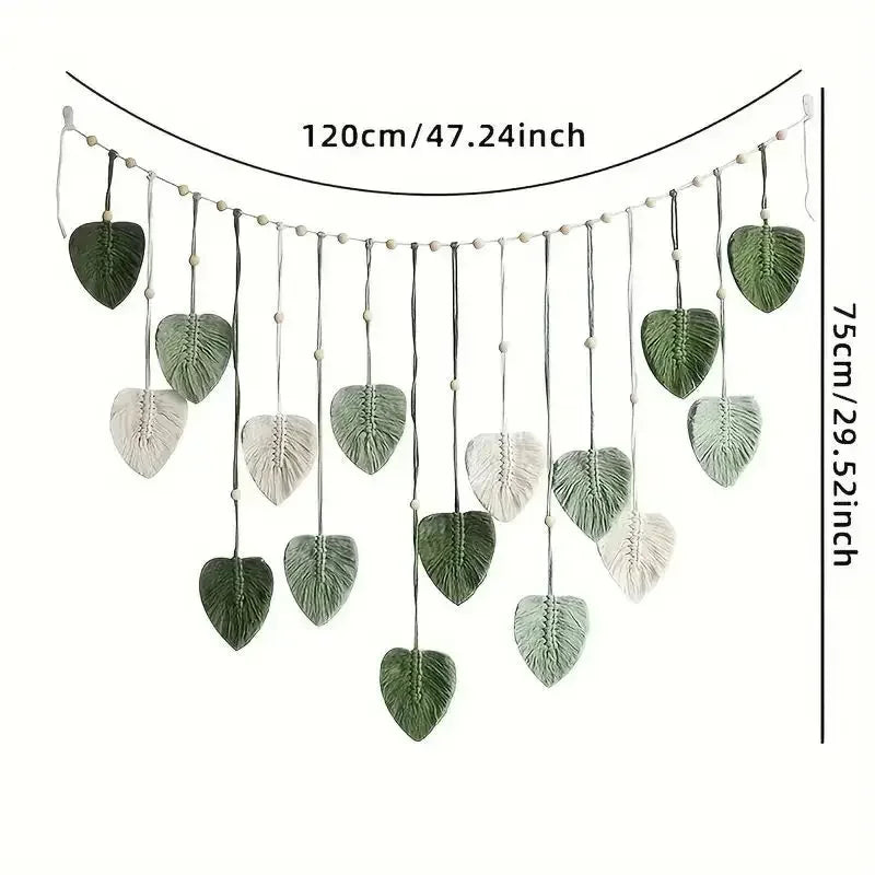 Boho Home Decoration, Macrame Tapestry Macrame Leaf Feather Wall Hanging Decor for Living Room Bedroom, Boho Wall Art Home Decor - Confia