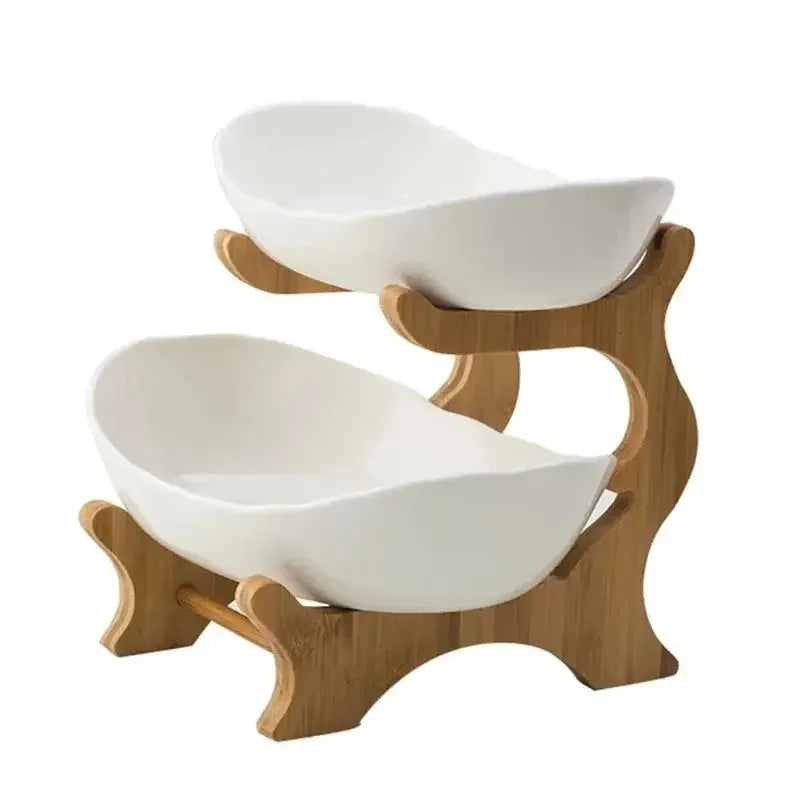 Ceramic Living Room Home Three-layer Fruit Plate Candy Dish Creative Modern Dried Basket Snack Snack Trinket Dish - Confia