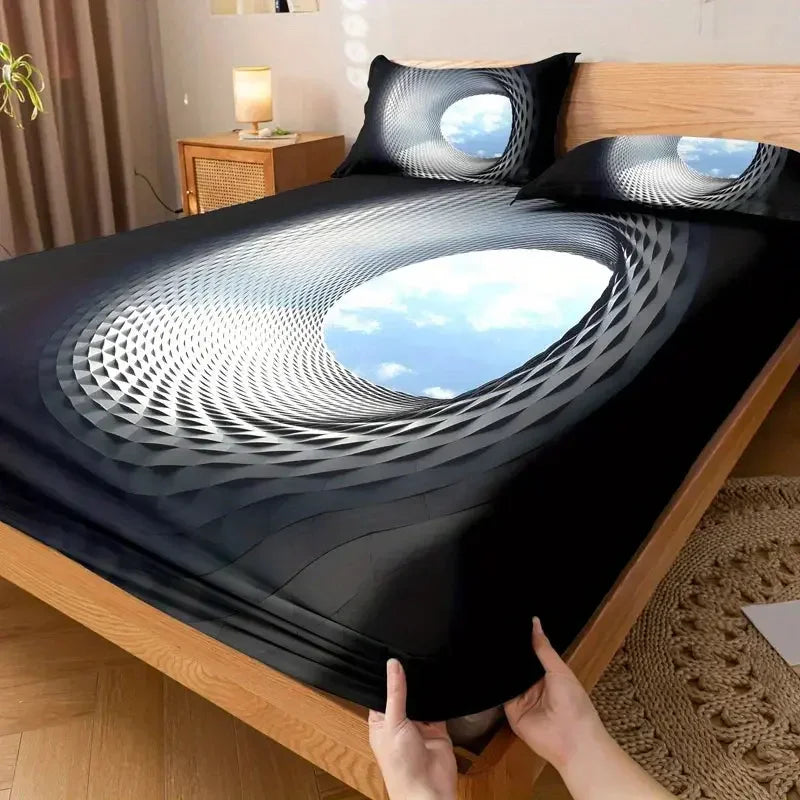 3pcs Set of Bed Sheets with Sky Eye Pattern - Soft and Comfortable Bedding Set for Bedroom, Guest Room and Dormitory Decoration - Confia - reusablefoodstoragebags confia