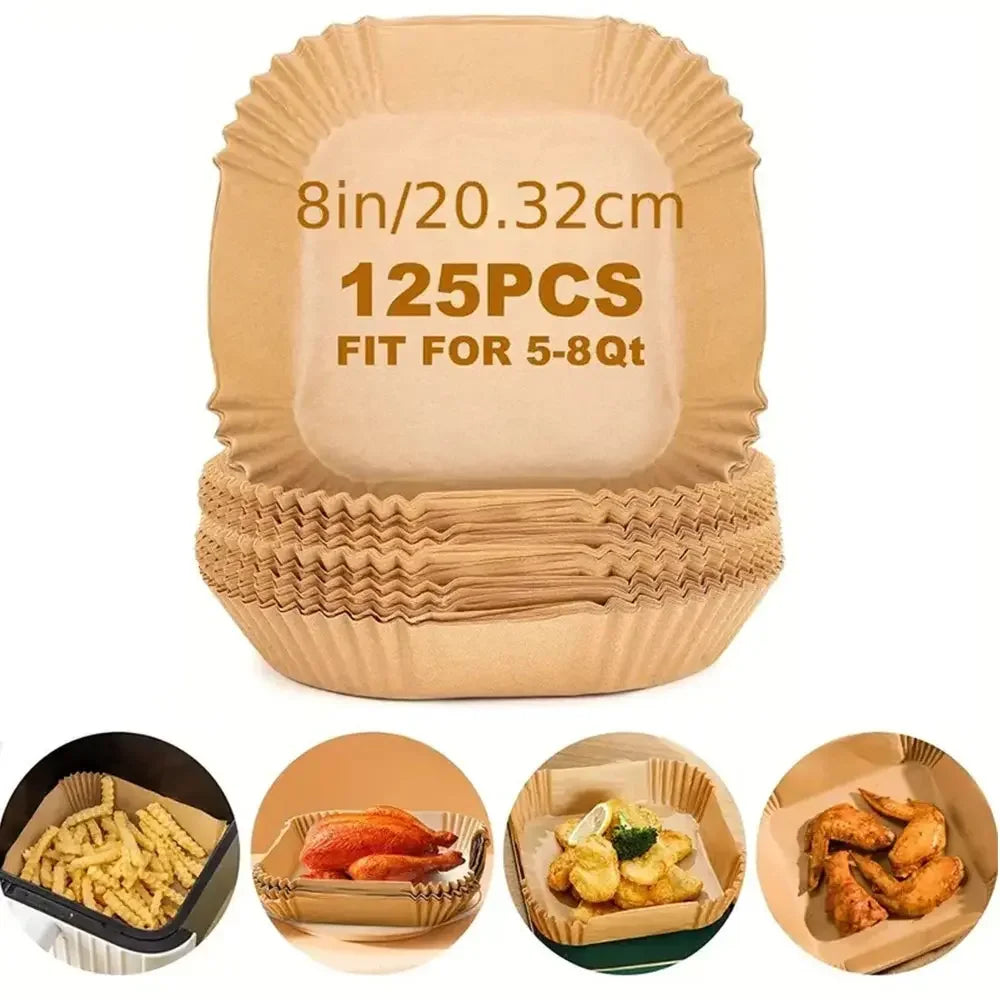 50pcs/125pcs Air Fryer Special Paper Food Silicon Oil Paper Round Bracket High Temperature Absorbent Paper Baking Accessories - Confia