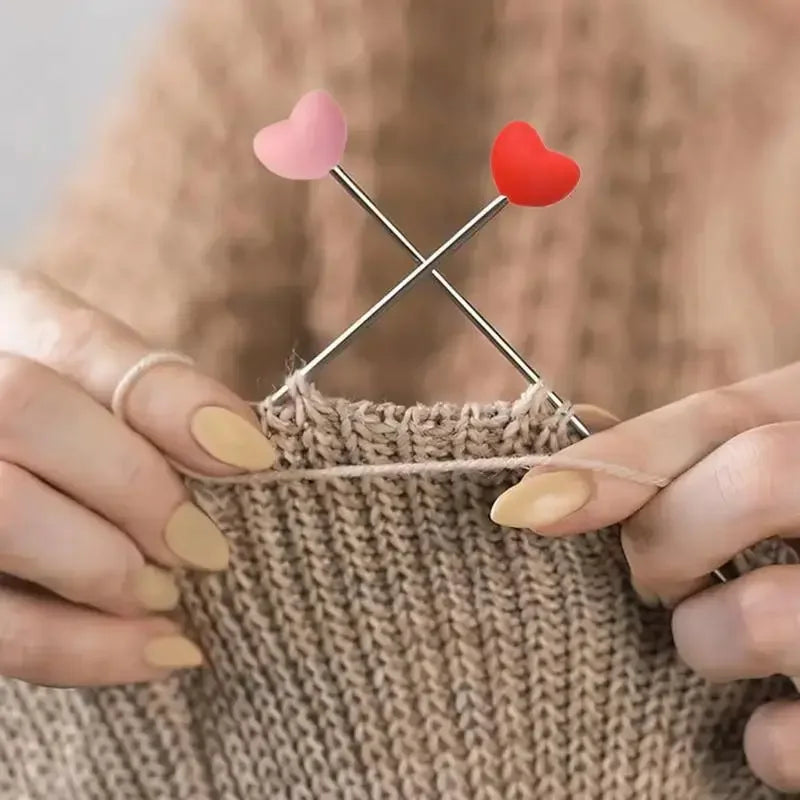 Knitting Needle Caps Point Needle Stoppers Heart Shaped Stitches Stoppers Cute Small Needle Caps Crochet Knitting Accessories - Confia