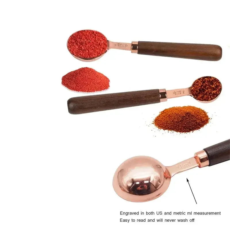 1PCs Measuring Spoons Premium Stainless Steel Measuring Spoons Set With Walnut Wooden Handle For Cooking Baking - Confia