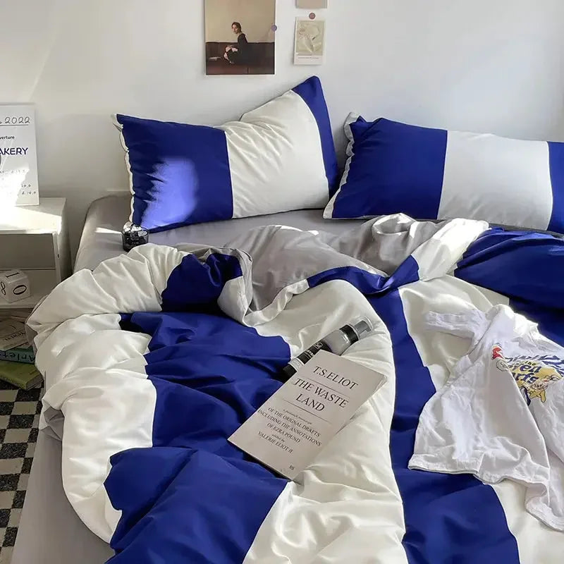 Bed Linen Bed Sheets Set Stripes Dots Duvet Cover Set - Confia - reusablefoodstoragebags confia
