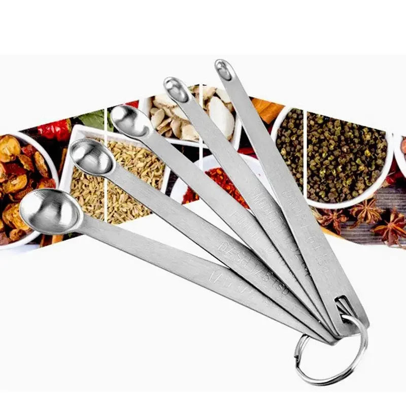 5 Stainless Steel Measuring Spoons Mini Spoons Home Kitchen Baking Cooking Seasoning Spoon Stainless Steel Mini Five Pieces - Confia