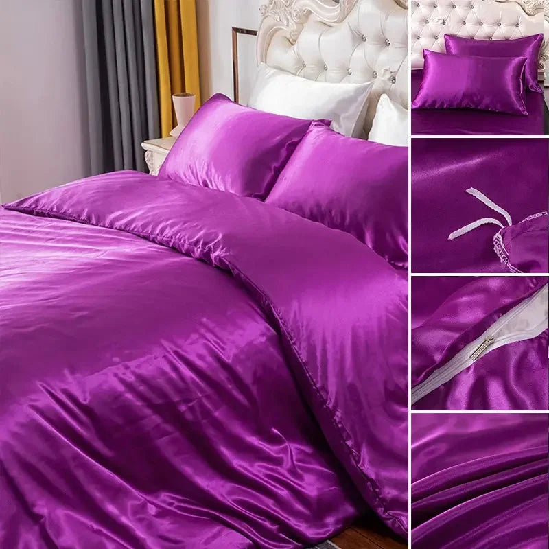 Bedding Duvet Cover Set Soft Silky Textured Comforter Cover with Corner Ties and Zipper Closure - Confia - reusablefoodstoragebags confia
