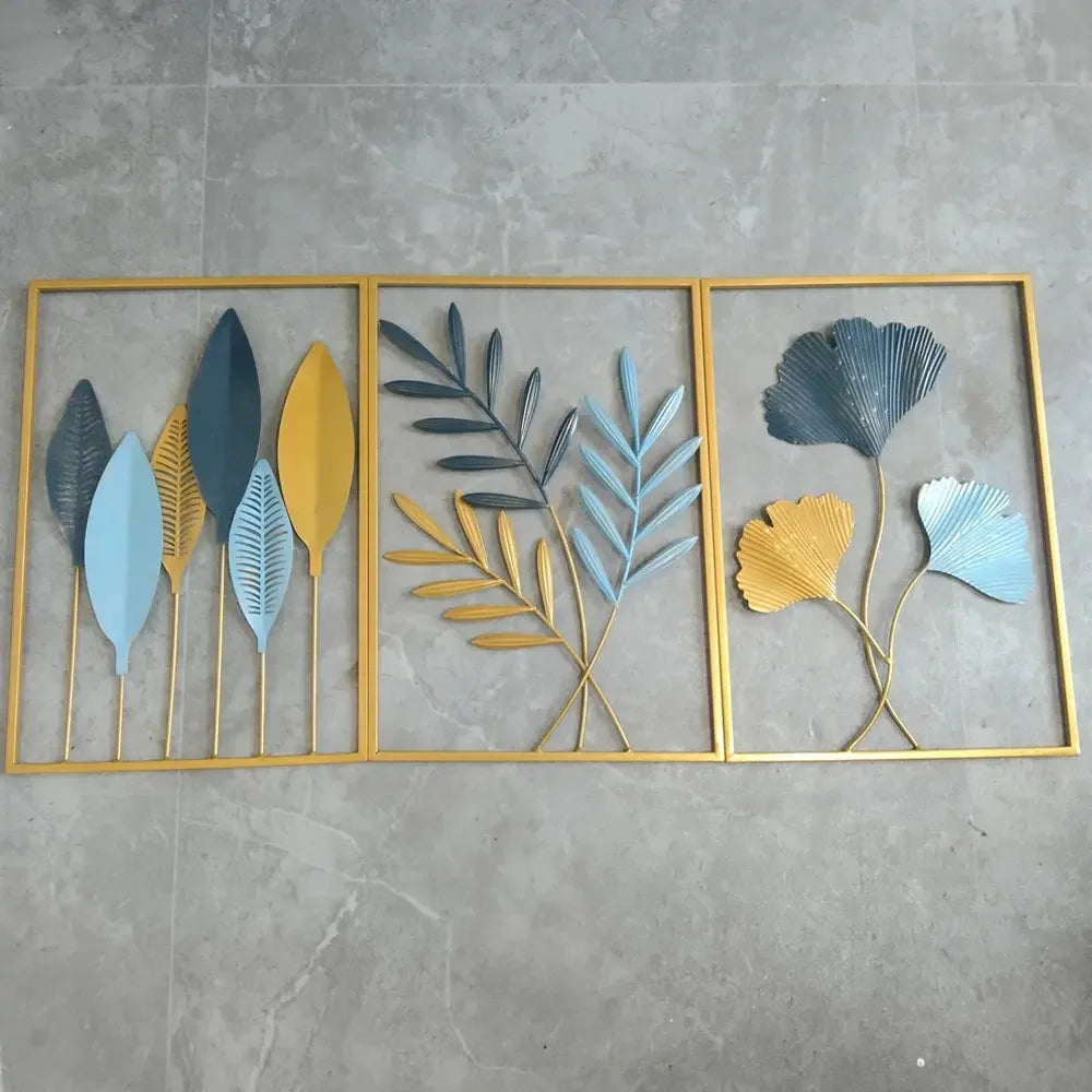 Metal Leaf Iron Wall Hanging Decor Palm Maple Leaves Plant Ginkgo Nordic Wall Pendant Mural Living Room Bedroom Home Decoration - Confia