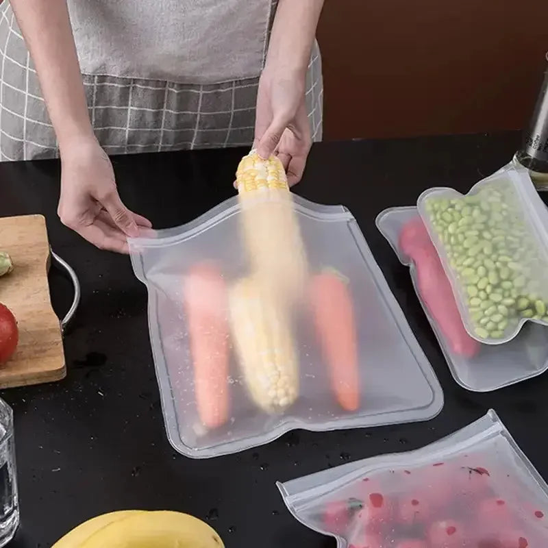1pcs Reusable Food Storage Bag, Zip Sandwich Bags, Leakproof Silicone Freezer Bags, Thick Fresh-Keeping Bag - Confia - reusablefoodstoragebags confia