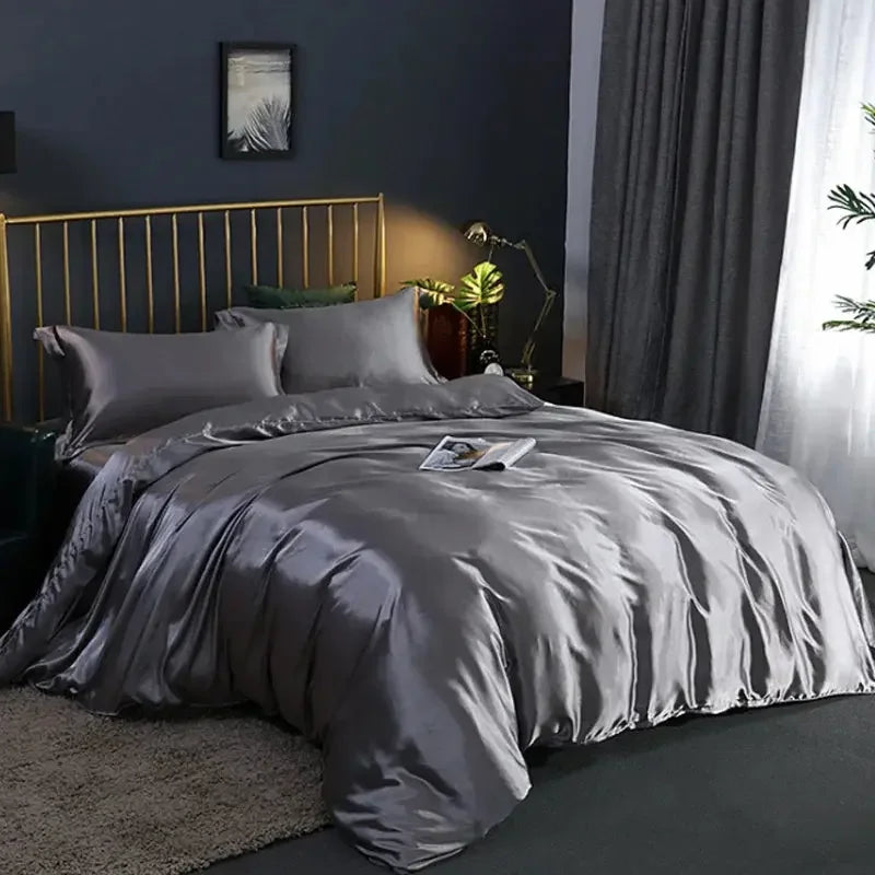 Bedding Duvet Cover Set Soft Silky Textured Comforter Cover with Corner Ties and Zipper Closure - Confia - reusablefoodstoragebags confia