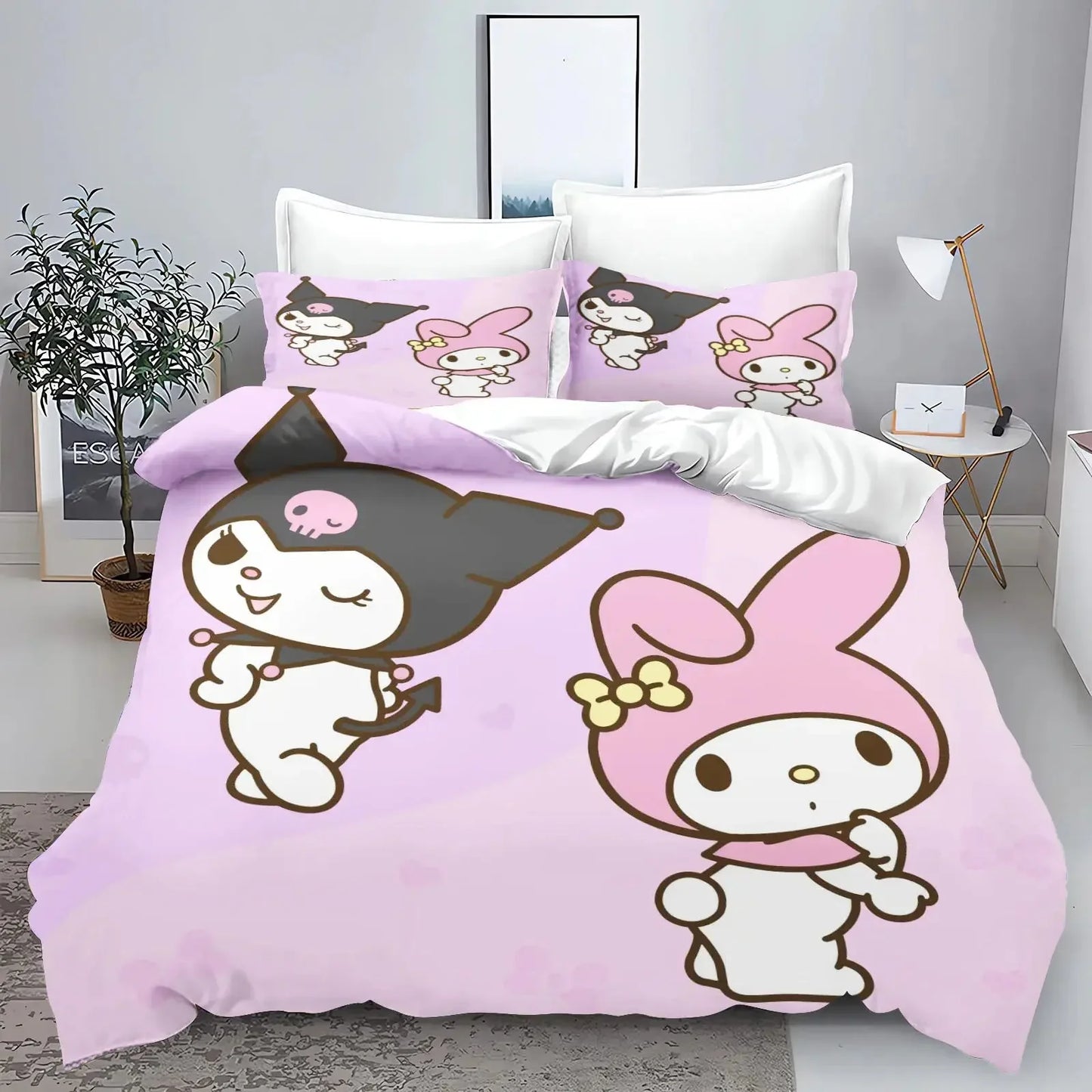 Cute Kuromi Comforter Bedding Sets Quilt Bed Cover Duvet Cover Pillow Case 2-3 Pieces Sets Kids Bedroom Decor - Confia - reusablefoodstoragebags confia