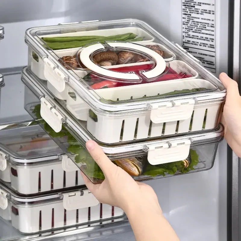 Refrigerator Storage Container with Lid - Multifunctional Serving Veggie Tray - Confia - reusablefoodstoragebags confia
