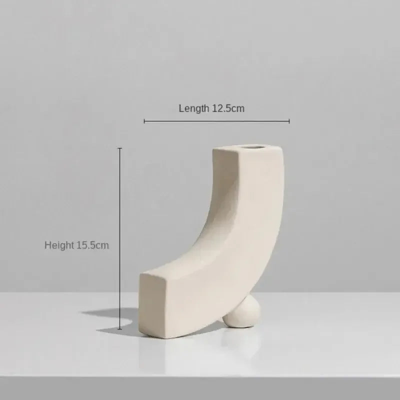 Modern Simple Ceramic Art Vase Dried Flowers Flower Arrangement Ornaments Living Room TV Cabinet Bedroom Desktop Home Decoration - Confia