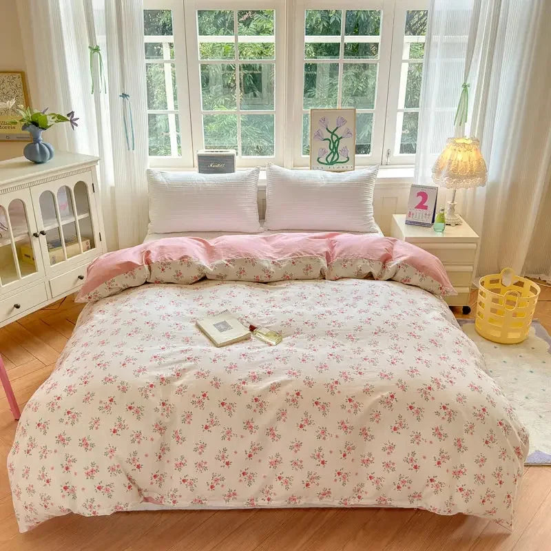 Floral Printed Duvet Cover 1Piece - 100% Cotton Luxury Bedding - Confia - reusablefoodstoragebags confia