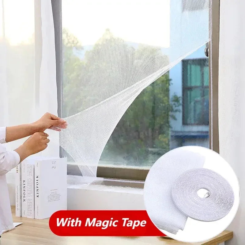 Anti Fly Mosquito Net DIY Self-Adhesive Fly Mosquito Window Net Easy Install Polyester Mesh Insect Screen for Windows & Doors, Strong Adhesive Velcro, Washable & Reusable Bug Screen - Confia - reusablefoodstoragebags confia