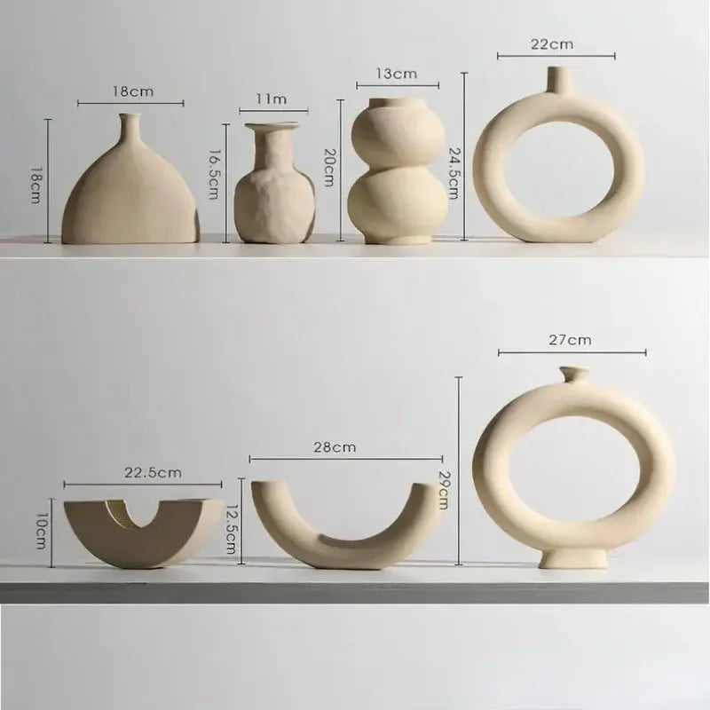 Modern Simple Ceramic Art Vase Dried Flowers Flower Arrangement Ornaments Living Room TV Cabinet Bedroom Desktop Home Decoration - Confia