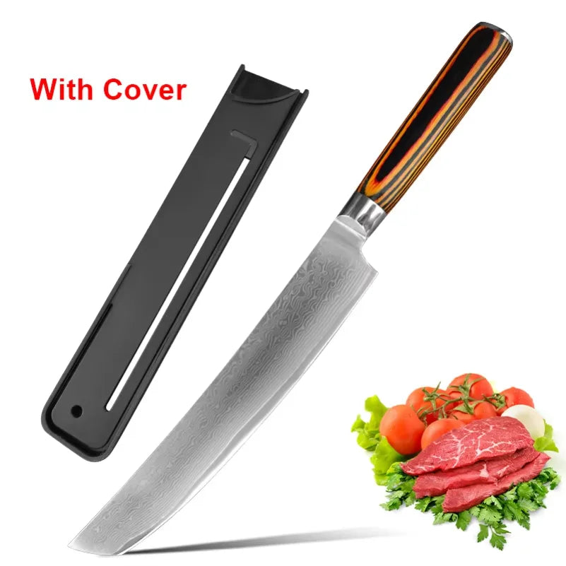 Chef Cooking Knives Wood Handle Japanese Damascus Steel Knife Cleaver Meat Vegetables Slicing Fruit Paring Kitchen Knives Tools
