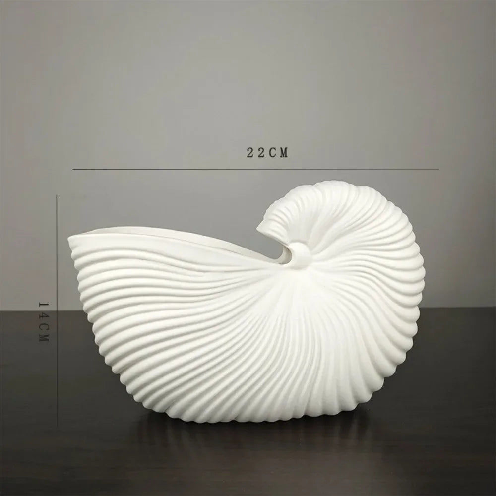 Ceramic Vase with Shell Conch Design Elegant Flower Arrangement Pot Luxury Tabletop Decor for Living Room Modern Boho Home Decor