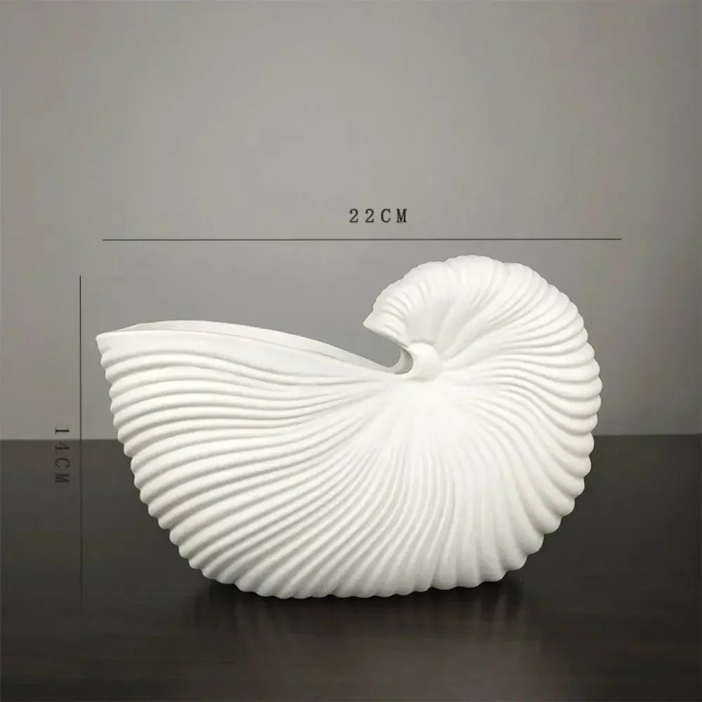 Ceramic Vase with Shell Conch Design Elegant Flower Arrangement Pot Luxury Tabletop Decor for Living Room Modern Boho Home Decor - Confia