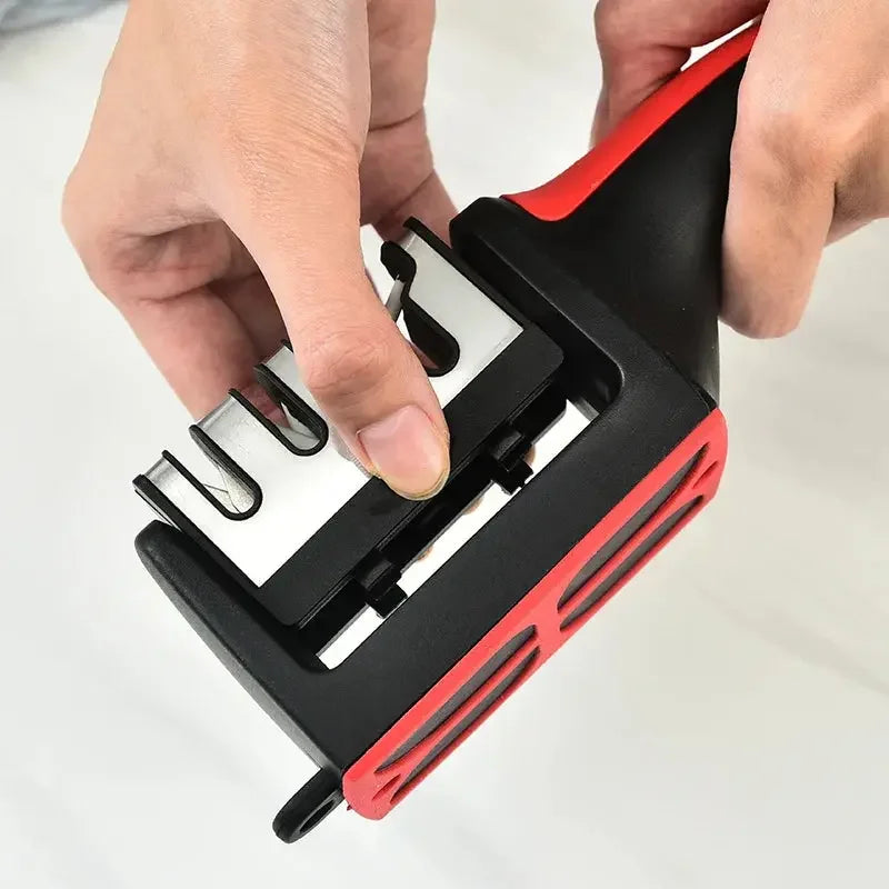 Manual 3 Stage 3 Slot Kitchen Knife Sharpener Tool kit self Knives Shaping, Knife Sharpener Hand Tool Ceramic Stone Repair Grinder Dull Stainless Steel Knives, Knife Blade Sharpener - Confia