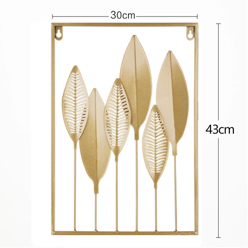 Metal Leaf Iron Wall Hanging Decor Palm Maple Leaves Plant Ginkgo Nordic Wall Pendant Mural Living Room Bedroom Home Decoration
