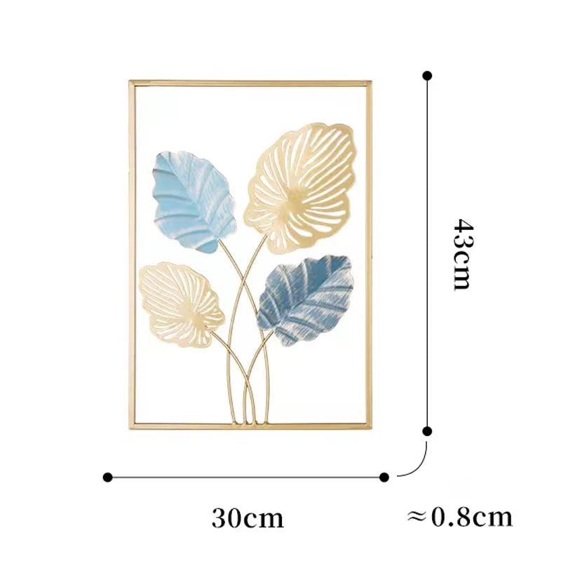 Metal Leaf Iron Wall Hanging Decor Palm Maple Leaves Plant Ginkgo Nordic Wall Pendant Mural Living Room Bedroom Home Decoration