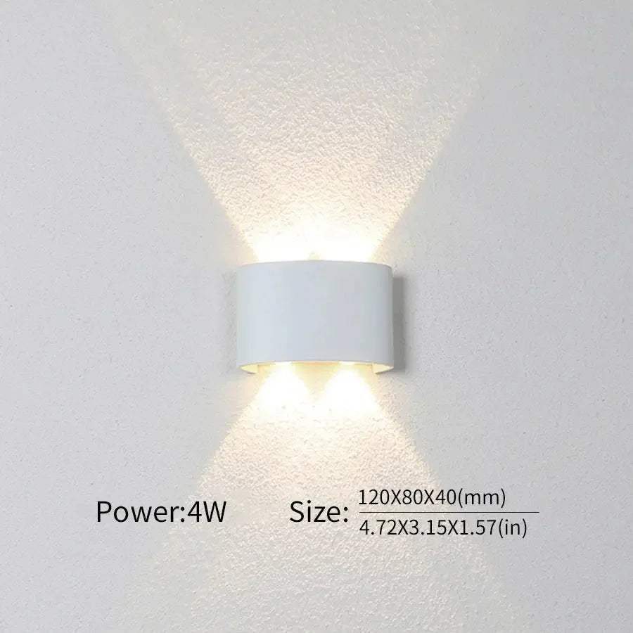 16 Watts Wall Lights 8 Ray Oval Up-Down LED Outdoor Waterproof IP65 Exterior Wall Step Light Fixture Waterproof Lamp (Warm White, Black Body) 16 Watts (8 Way) - Confia