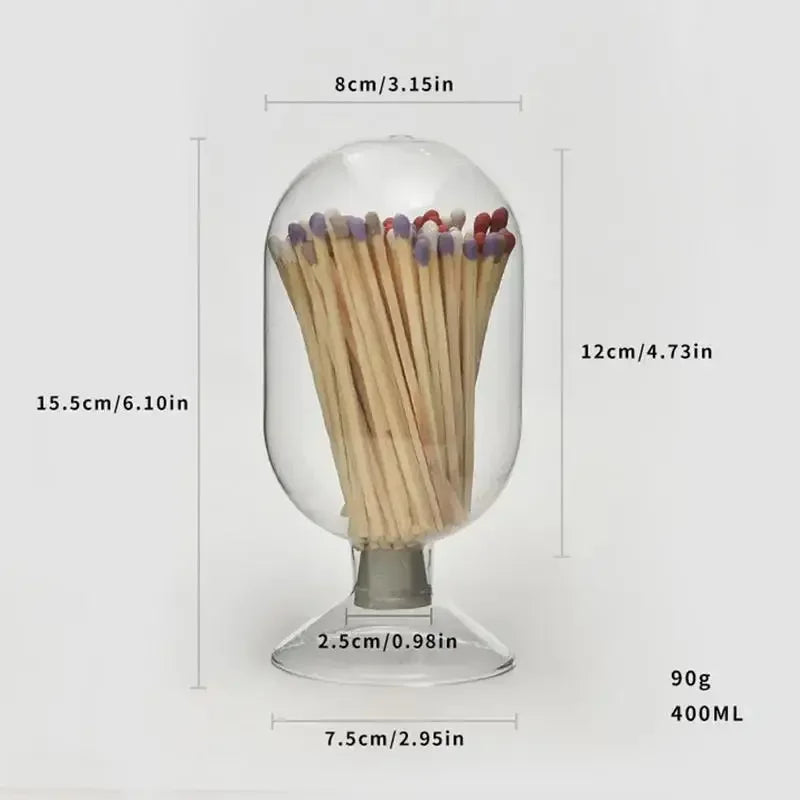 Helix Shaped Match Holder, Glass Matches Cloche for 3.5 Inch, Upside Down Match Holder Jar for Scented Candle on Dining Table Fireplace Bathroom Decoration, Not Include Matches - Confia - reusablefoodstoragebags confia