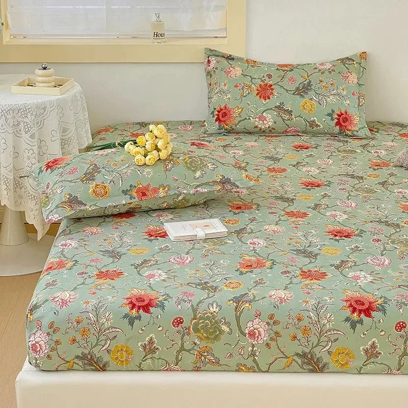 MissDeer Elastic Bed Sheets Sets Double Bed Flower Print Fitted Sheet Without Pillowcases Single Queen King Size Bed Cover - Confia - reusablefoodstoragebags confia