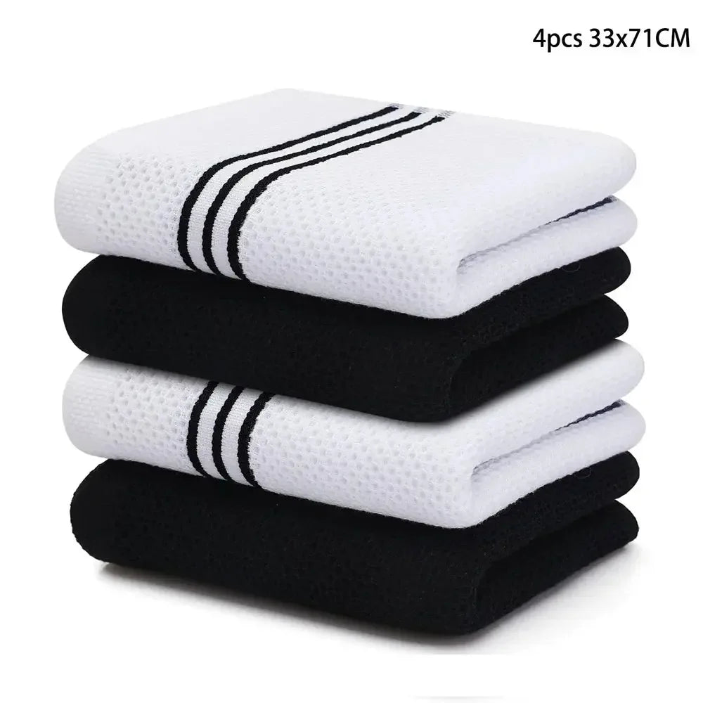 Kitinjoy 4/6pcs Cotton Towel For Kitchen Waffle Weave Stripe Kitchen Towel Absorbent Dishcloth Soft Drying Home Cleaning Cloths - Confia - reusablefoodstoragebags confia