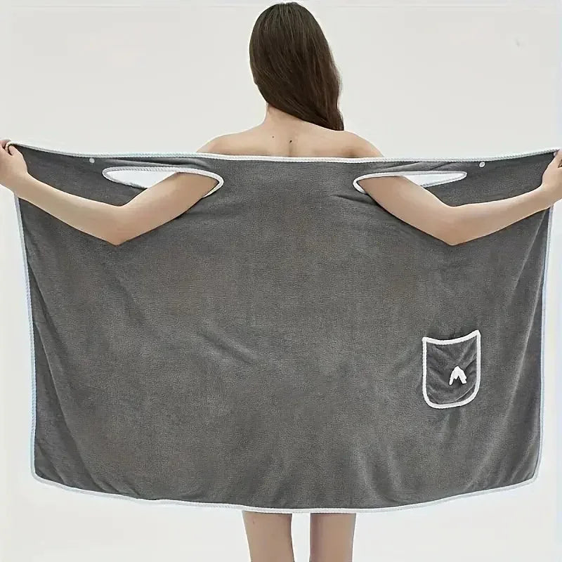 Microfiber Bathing Wearable Magic Towel Bath Towel Beach and Spa Bathrobe Bathroom Towel Dress with Straps for Girls & Women Absorb Water | Washable Bathrobe - Confia - reusablefoodstoragebags confia