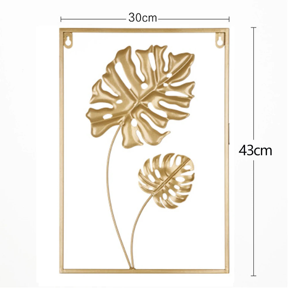 Metal Leaf Iron Wall Hanging Decor Palm Maple Leaves Plant Ginkgo Nordic Wall Pendant Mural Living Room Bedroom Home Decoration