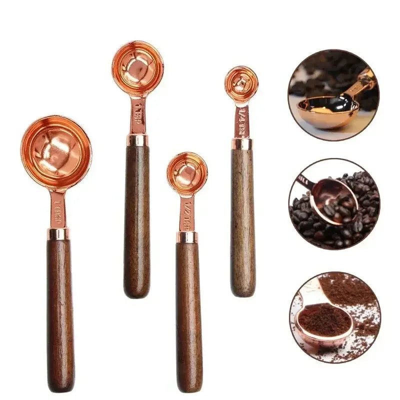 1PCs Measuring Spoons Premium Stainless Steel Measuring Spoons Set With Walnut Wooden Handle For Cooking Baking - Confia