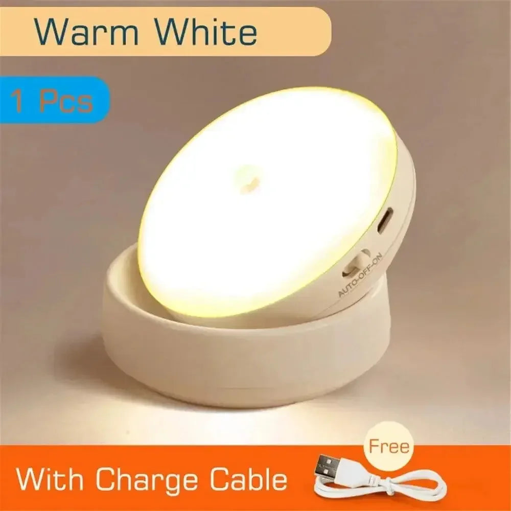 Motion Sensor Night Light for Home with USB Charging Battery Rechargeable Wireless Magnetic Self Adhesive LED Lamp for Wardrobe, Cabinet, Cupboard, Kitchen, Bedroom, Stairs - Confia