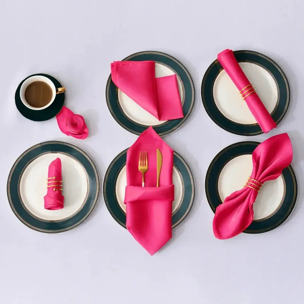 12Pcs 30*30cm Square Satin Table Napkin | Hotel Serving Table Napkins | Washable Handkerchief | Wedding Birthday Banquet Decoration - Confia - reusablefoodstoragebags confia