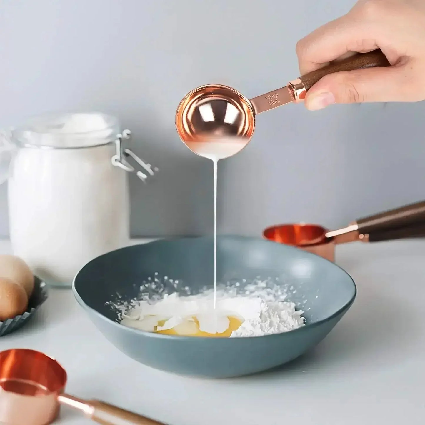 1PCs Measuring Spoons Premium Stainless Steel Measuring Spoons Set With Walnut Wooden Handle For Cooking Baking - Confia