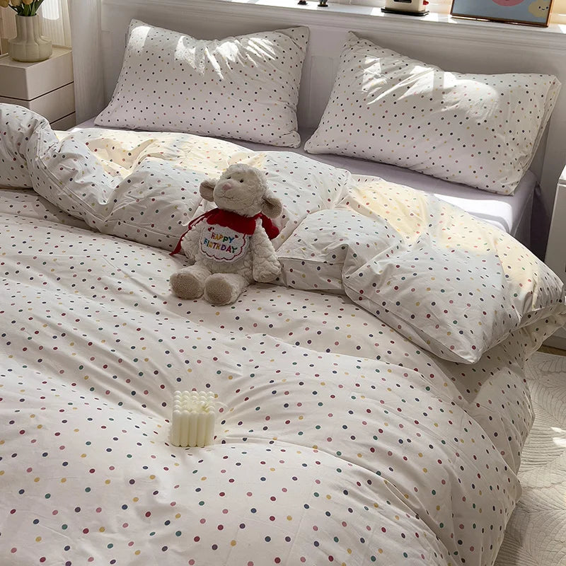 Microfiber Solid Satin Stripe Cotton AC Comforter Set King Size Double Bed with 1 Flat Bedsheet Linen Duvet Cover Set