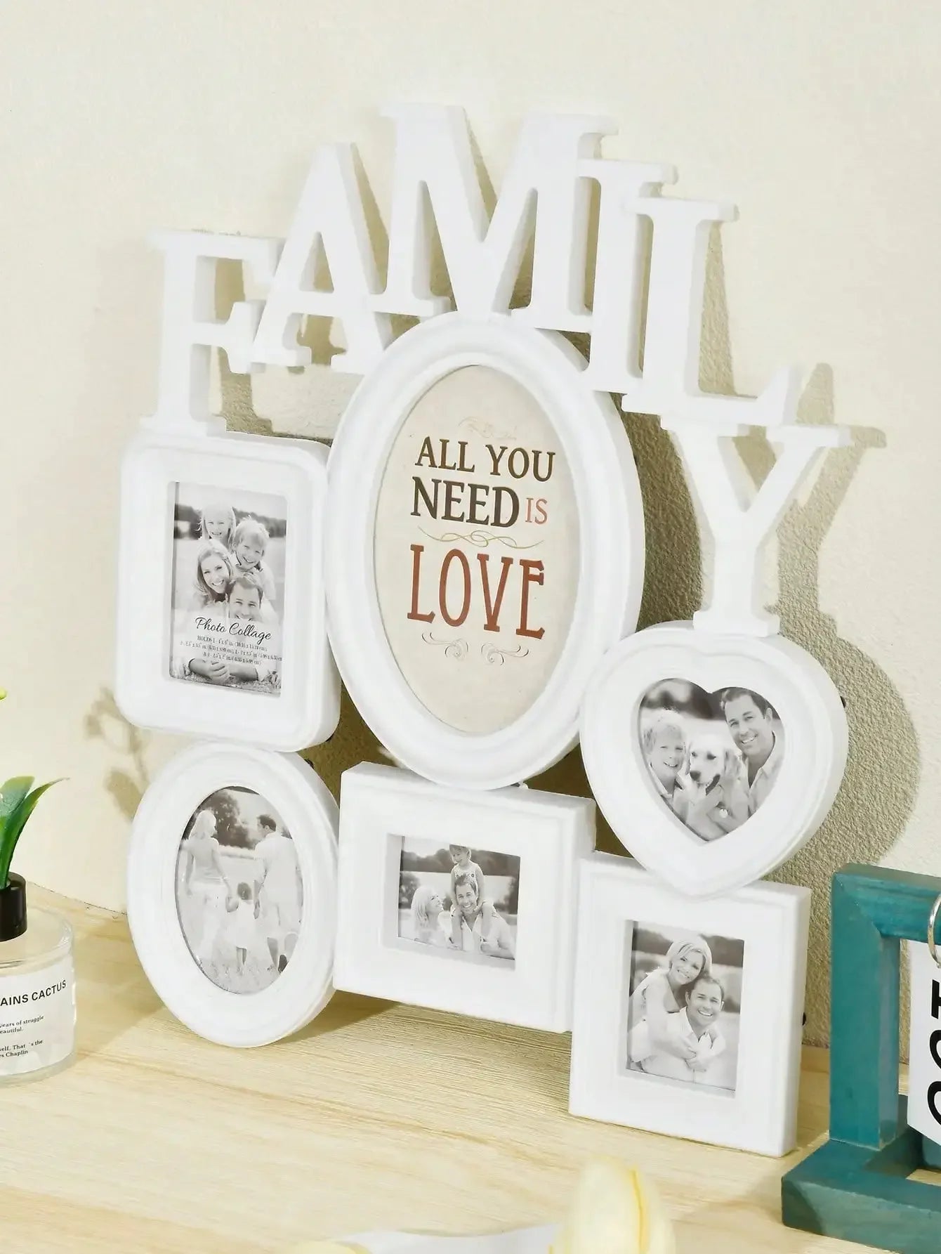 1pc Family Photo Frame Combination Wall Hanging Photo Wall, Wooden Multiple Images Collage Photo Frame For Wall Decor - Confia